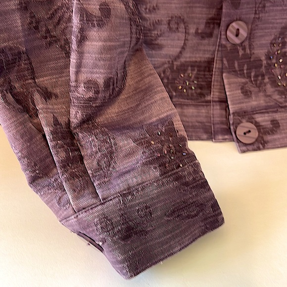 Coldwater Creek Dark Lavender Button Down Dress Jacket With Bead Accents - Picture 6 of 7